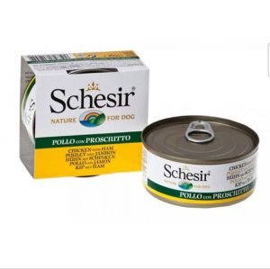 کنسرو سگ مرغ وژامبون-150 گرمی schesir